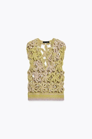 Топ-жилет с эффектом деграде, вязаный крючком