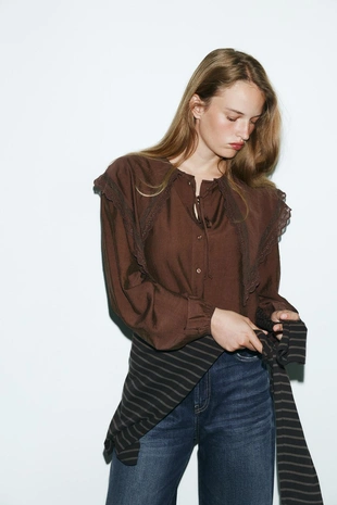 Рубашка с петлицей питер пэн из плавной ткани- Заказать в России