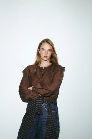 Рубашка с петлицей питер пэн из плавной ткани- Заказать в России