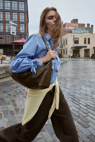 Рубашка из поплина с завязками