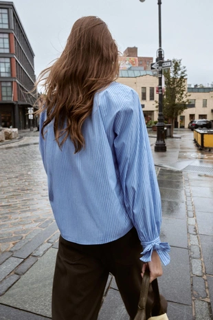 Рубашка из поплина с завязками