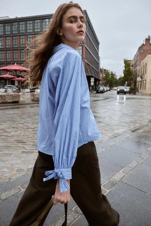 Рубашка из поплина с завязками- Заказать в России