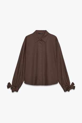 Рубашка из поплина с завязками- Заказать в России
