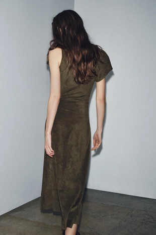 Асимметричное платье из искусственной замши- Заказать в России