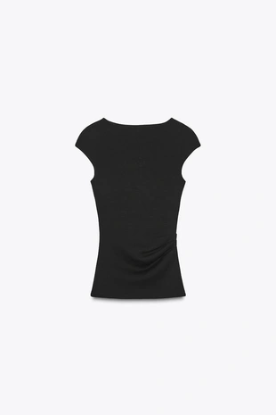 Топ в рубчик со сборками- Заказать в России