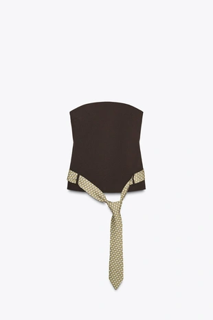 Топ без бретелей с ремнем-галстуком- Заказать в России