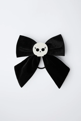 Резинка для волос с бархатным бантом и черепом- Заказать в России