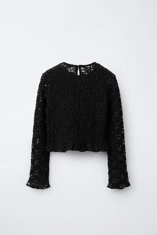 Эластичный топ с кружевом- Заказать в России