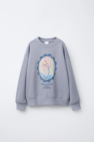 Толстовка с цветочным принтом, отделкой крючком- Заказать в России