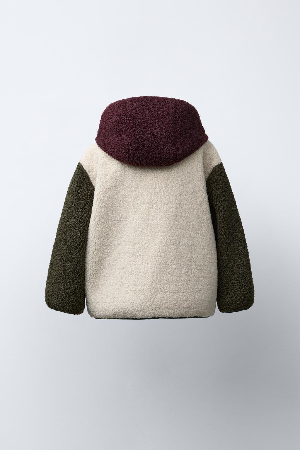 COLOUR BLOCK FAUX SHEARLING FLEECE-LINED JACKET