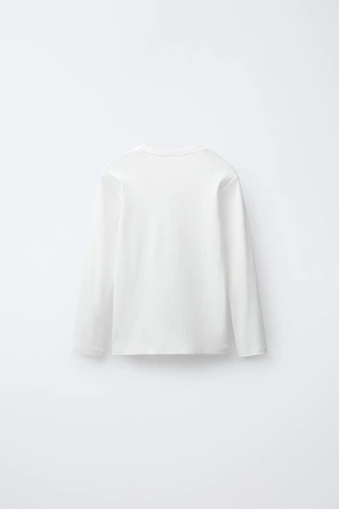 Oyster-white | 8501/449/251 - Zara 2–6 лет/ набор из двух футболок в рубчик