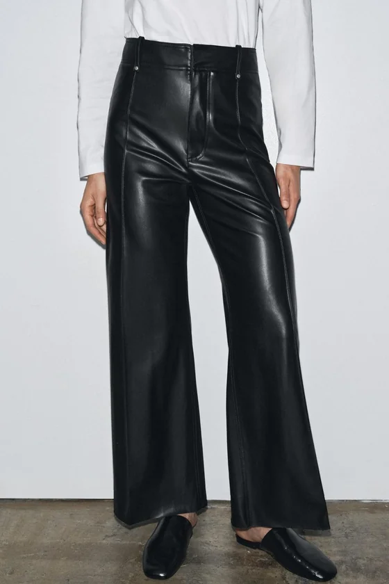 БРЮКИ ПРЯМОГО КРОЯ  ИЗ ИСКУССТВЕННОЙ КОЖИ коллекция Zara «ZW»