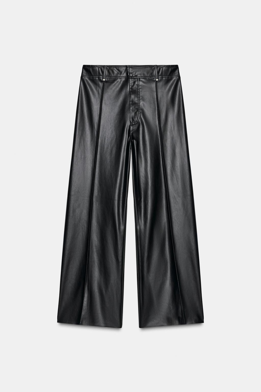 БРЮКИ ПРЯМОГО КРОЯ WIDE LEG ИЗ ИСКУССТВЕННОЙ КОЖИ ZW COLLECTION