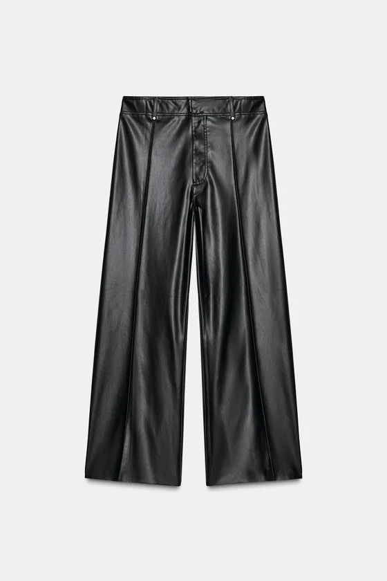 БРЮКИ ПРЯМОГО КРОЯ  ИЗ ИСКУССТВЕННОЙ КОЖИ коллекция Zara «ZW»