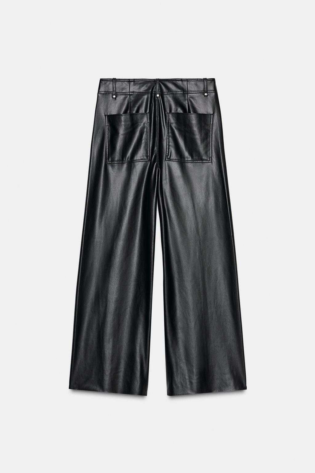 БРЮКИ ПРЯМОГО КРОЯ WIDE LEG ИЗ ИСКУССТВЕННОЙ КОЖИ ZW COLLECTION