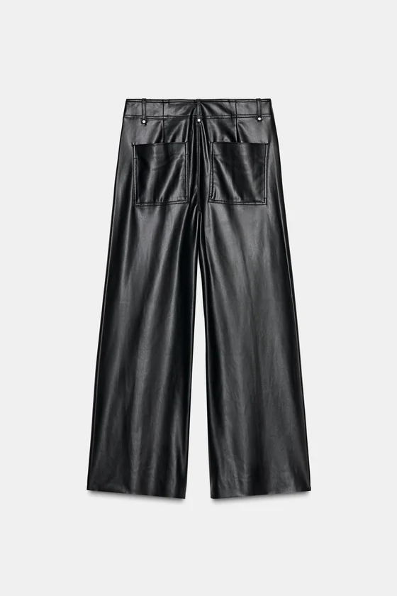 БРЮКИ ПРЯМОГО КРОЯ  ИЗ ИСКУССТВЕННОЙ КОЖИ коллекция Zara «ZW»