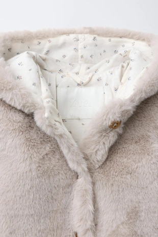 Beige | 0248/550/710 - Zara Комбинезон с капюшоном и эффектом меха