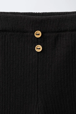 Black | 2582/443/800 - Zara Легинсы в рубчик с пуговицами