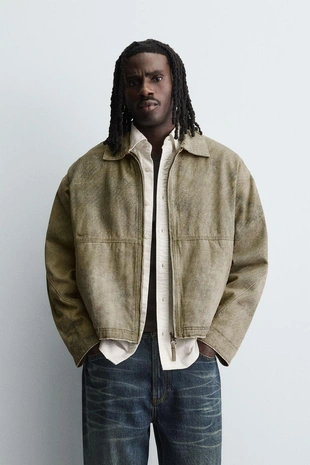 Куртка свободного кроя с абстрактным принтом- Заказать в России