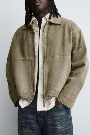 Куртка свободного кроя с абстрактным принтом- Заказать в России