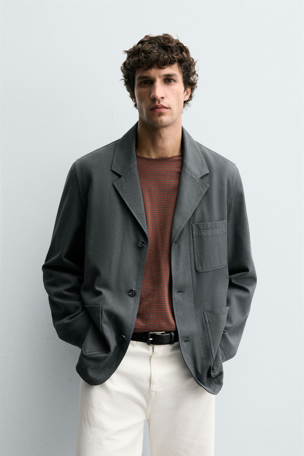 БЛЕЙЗЕР RELAXED FIT ИЗ СТРУКТУРИРОВАННОЙ ТКАНИ