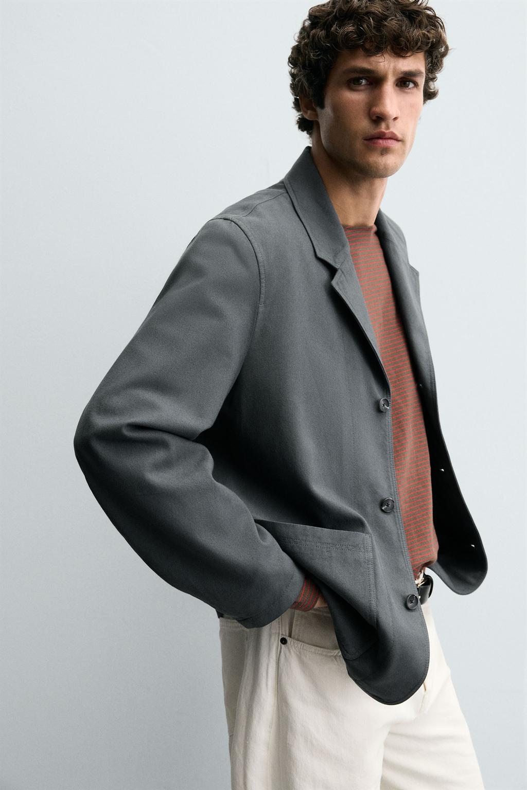 БЛЕЙЗЕР RELAXED FIT ИЗ СТРУКТУРИРОВАННОЙ ТКАНИ
