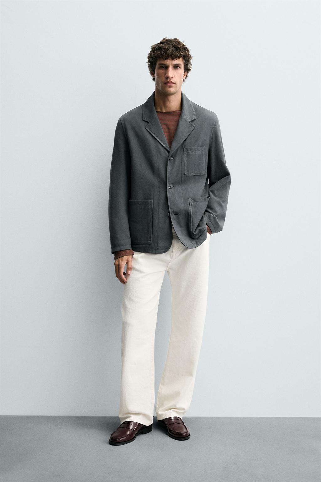 БЛЕЙЗЕР RELAXED FIT ИЗ СТРУКТУРИРОВАННОЙ ТКАНИ