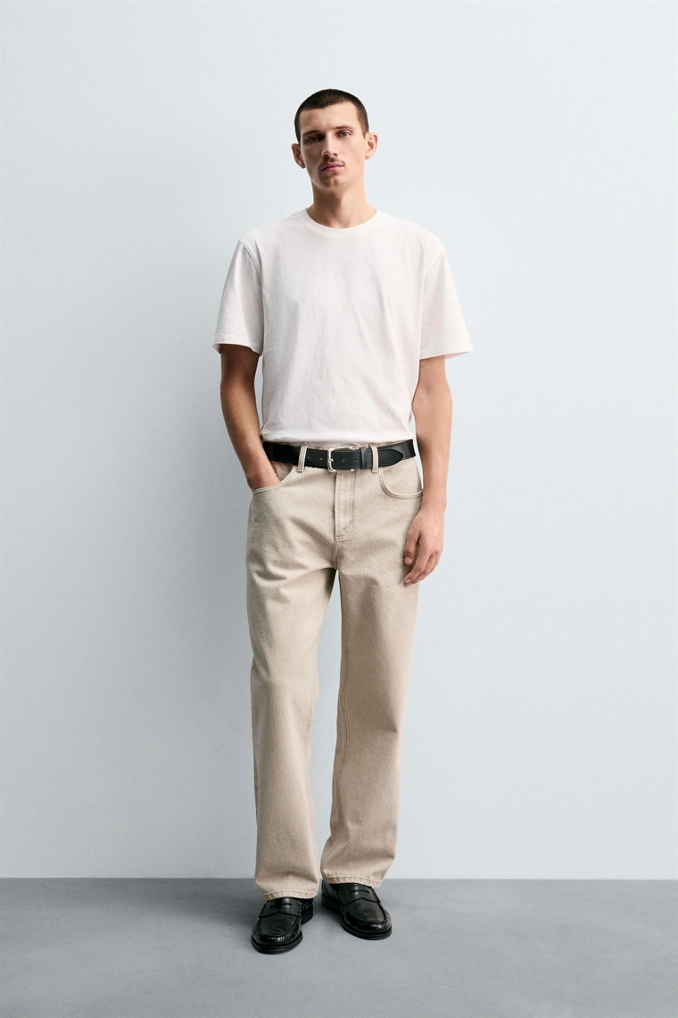 Джинсы прямого кроя с водным принтом