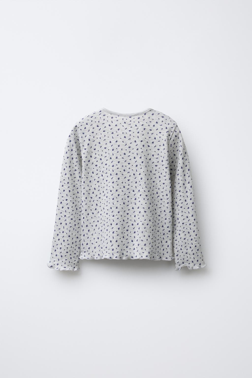 RIBBED T-SHIRT WITH ANIMAL PATCH AND FLORAL PRINT