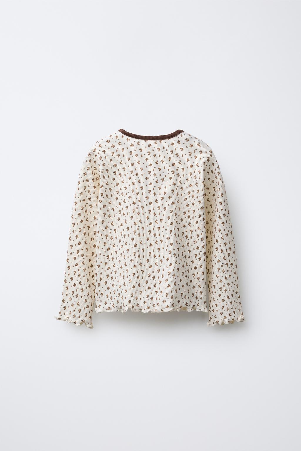 RIBBED T-SHIRT WITH ANIMAL PATCH AND FLORAL PRINT
