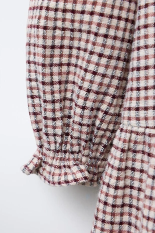 Платье в клетку с вышитым воротником- Заказать в России