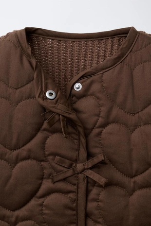 Chocolate | 2756/441/717 - Zara Стеганая куртка с трикотажной отделкой