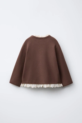 Свитер с кружевом и вышивкой- Заказать в России