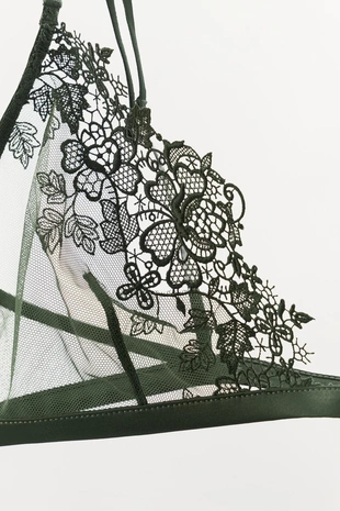 Кружевной сетчатый бюстгальтер с треугольными чашками- Заказать в России