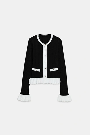 Комбинированная трикотажная куртка с контрастной отделкой- Заказать в России