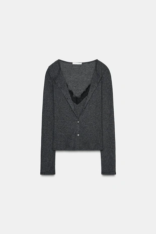 Комбинированная куртка с кружевным топом- Заказать в России