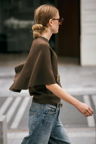 Трикотажный джемпер с рукавами-пелеринами- Заказать в России