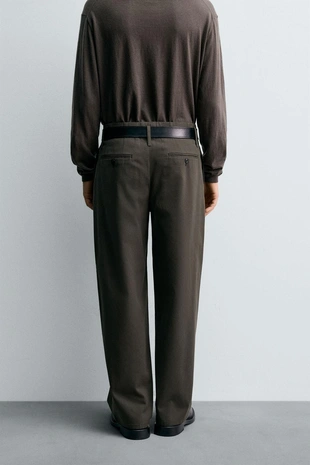 Брюки со складками из хлопка и вискозы