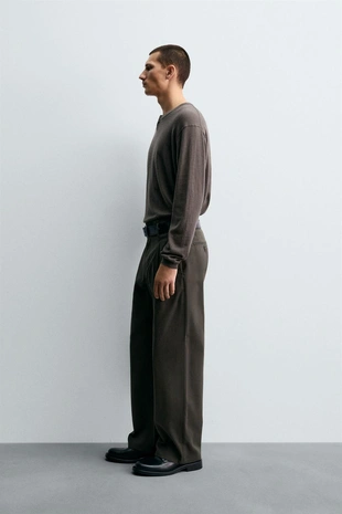 Брюки со складками из хлопка и вискозы