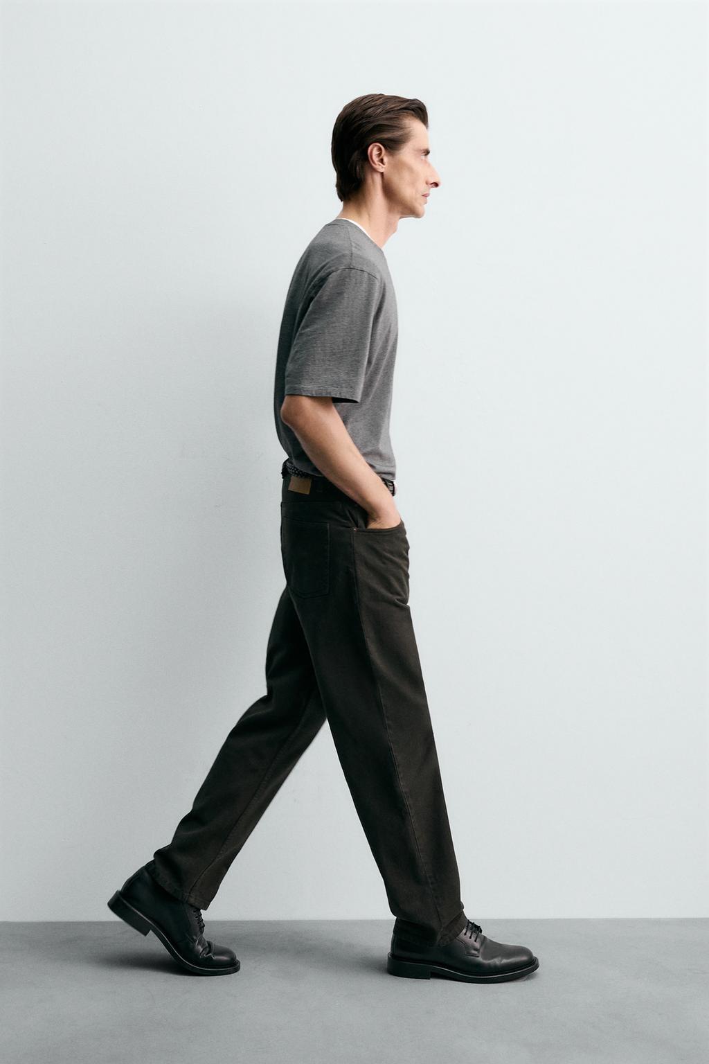 БРЮКИ STRAIGHT FIT ИЗ РЕЛЬЕФНОЙ ТКАНИ
