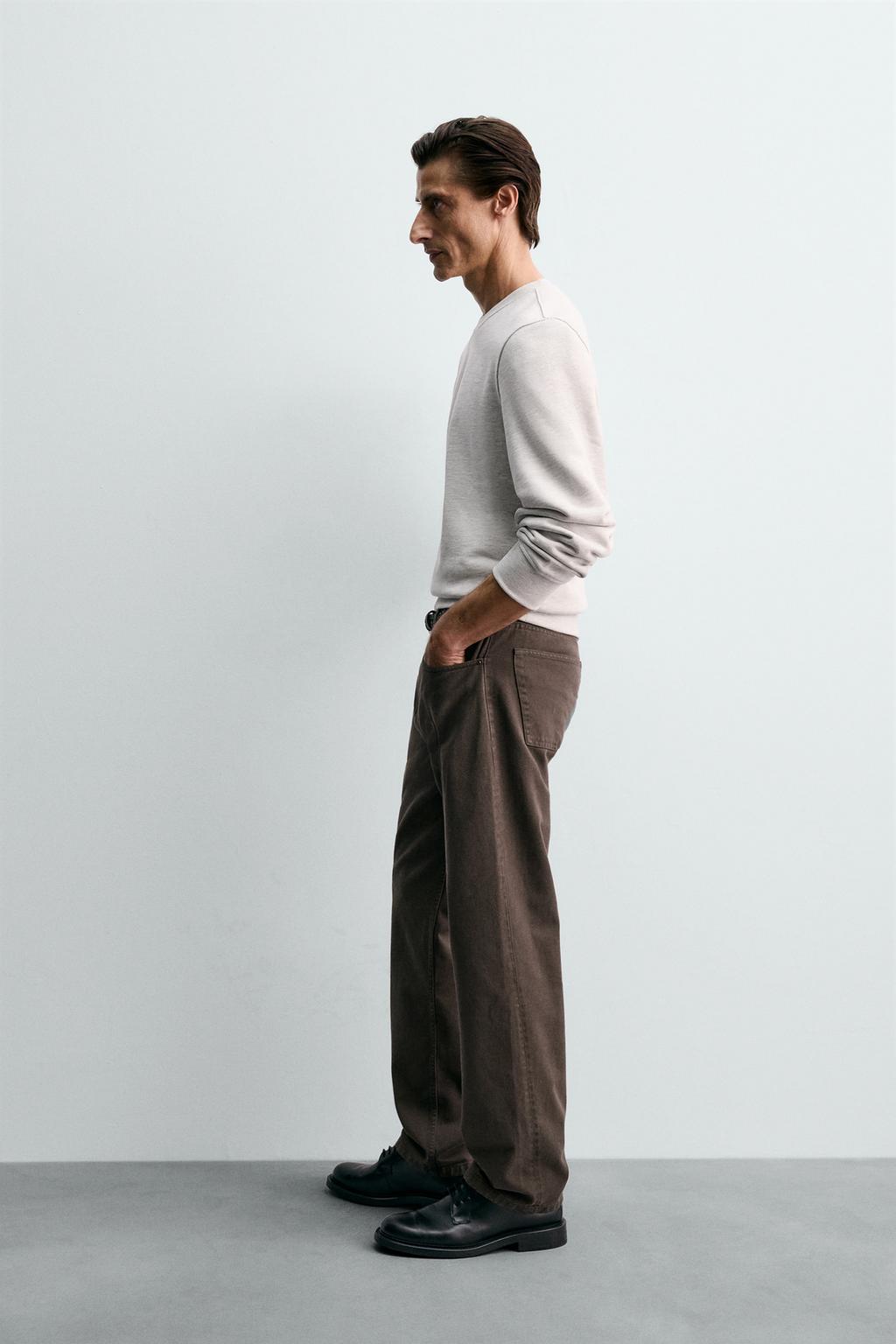 БРЮКИ STRAIGHT FIT ИЗ РЕЛЬЕФНОЙ ТКАНИ