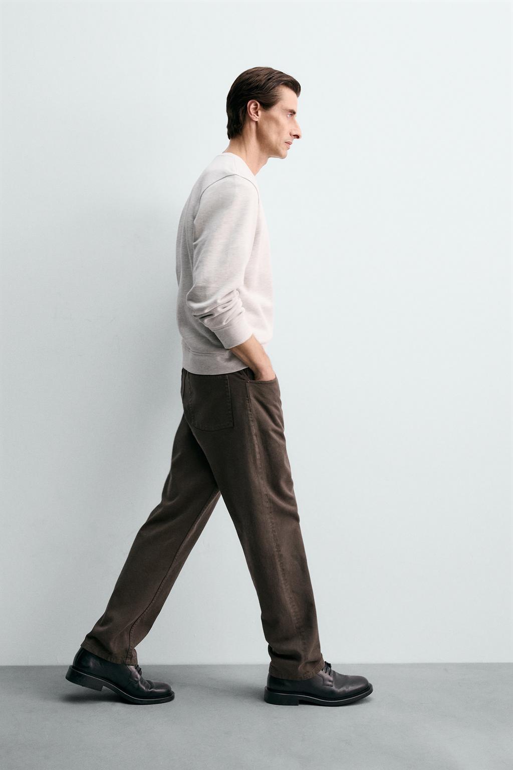 БРЮКИ STRAIGHT FIT ИЗ РЕЛЬЕФНОЙ ТКАНИ