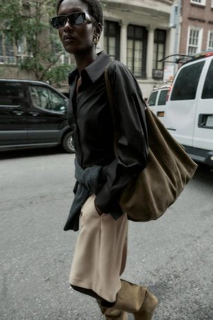 Рубашка из поплина со складками на талии- Заказать в России