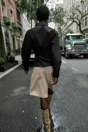 Рубашка из поплина со складками на талии- Заказать в России