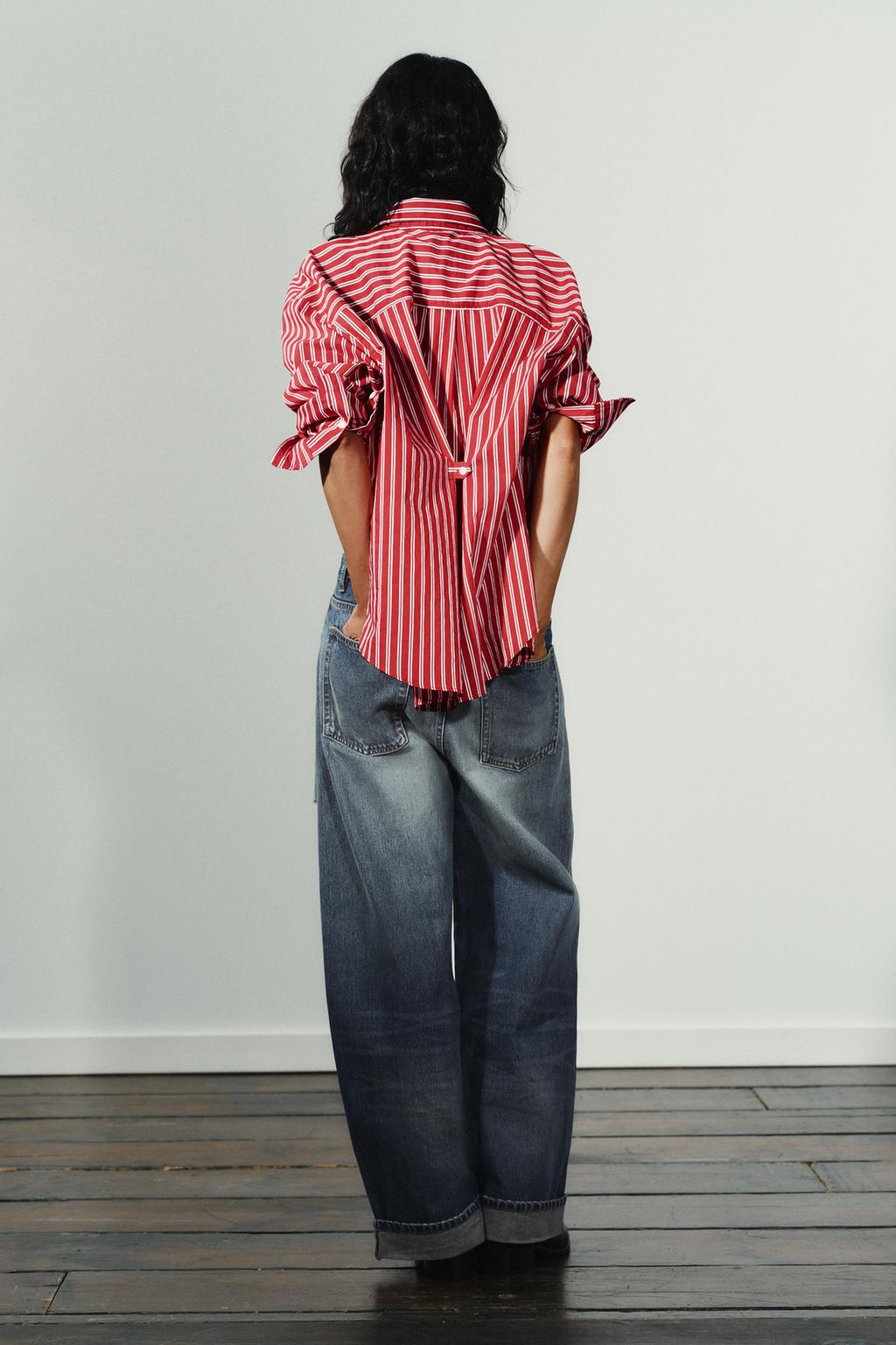 РУБАШКА OVERSIZE ИЗ ПОПЛИНА В ПОЛОСКУ