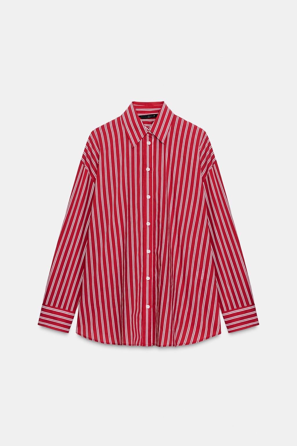 РУБАШКА OVERSIZE ИЗ ПОПЛИНА В ПОЛОСКУ