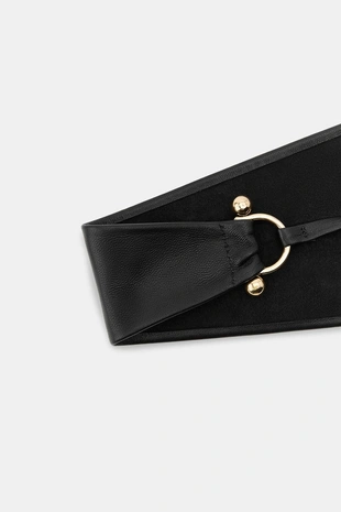 Кожаный ремень-корсет с металлической пряжкой- Заказать в России