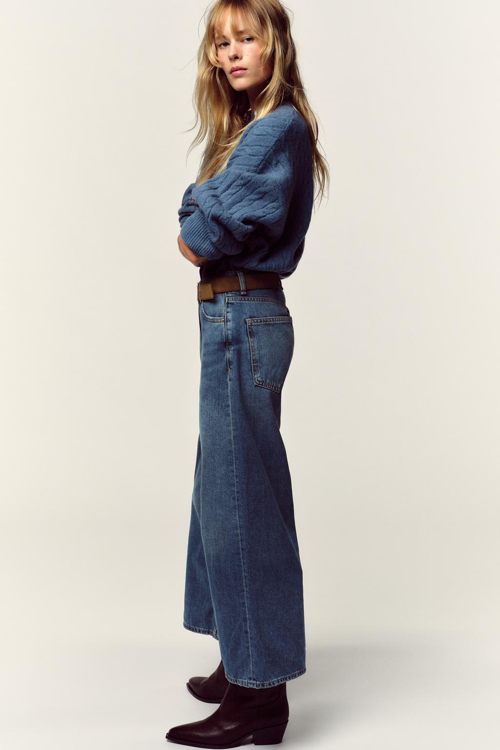 ДЖИНСЫ WIDE LEG CROPPED С ВЫСОКОЙ ПОСАДКОЙ И ПОЯСОМ Z.08