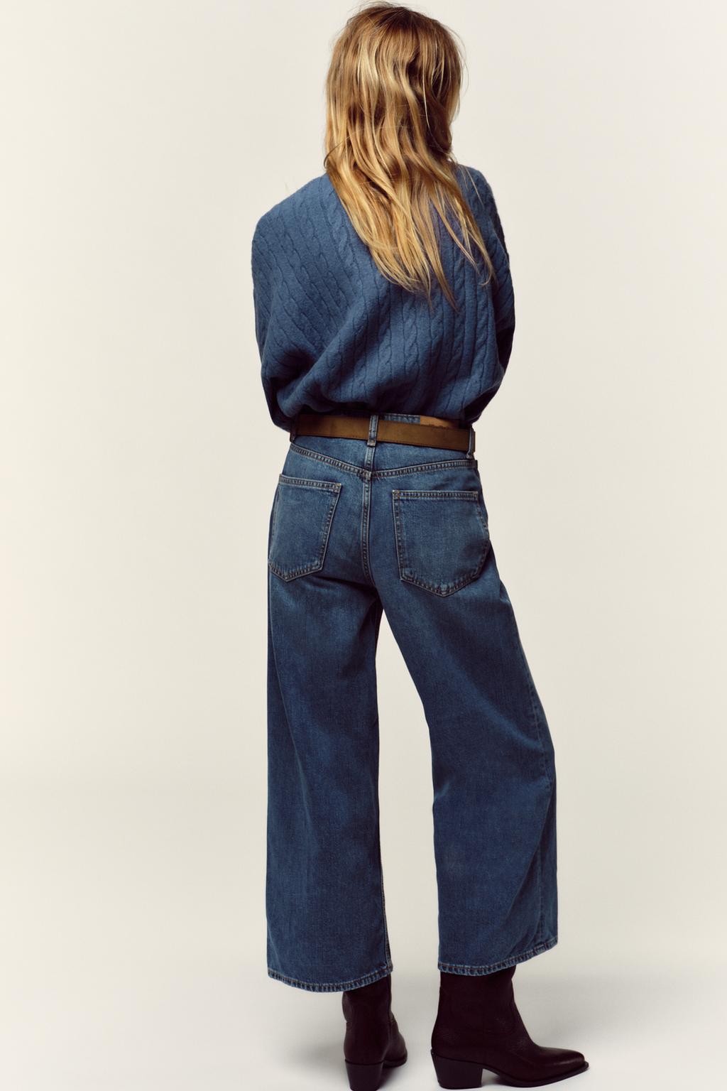ДЖИНСЫ WIDE LEG CROPPED С ВЫСОКОЙ ПОСАДКОЙ И ПОЯСОМ Z.08