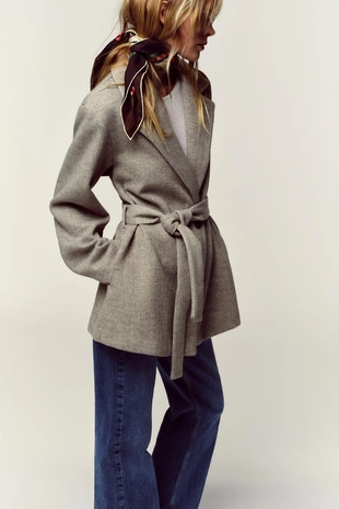 Мягкий блейзер с поясом- Заказать в России